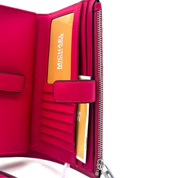 Michael Kors Double Zip Wallet Wristlet Electric Pink Multi (NWT) - Picture 8 of 9